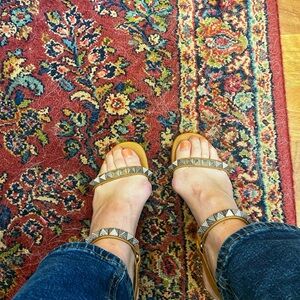 Christian Louboutin Tan and Gold Sandals